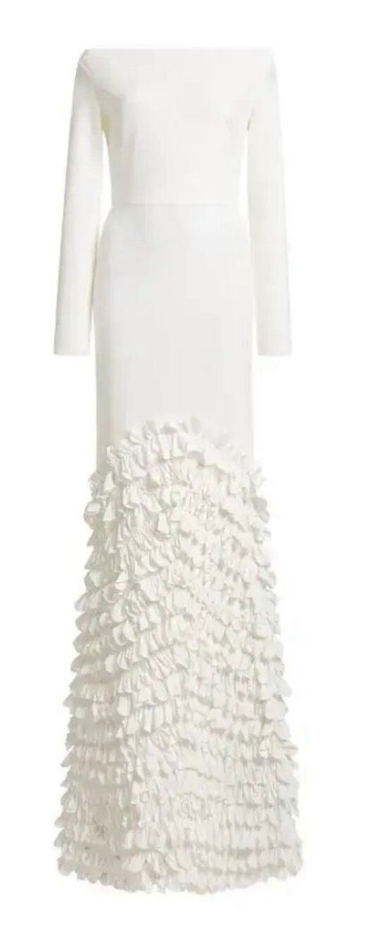 Greta Constantine Cashia Satin Gown in White NWT Size 4